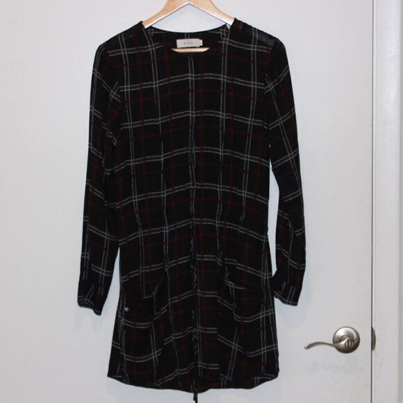 A.L.C Simona Check Print 100% Silk Dress Checked Women's Size 6 - Picture 2 of 10